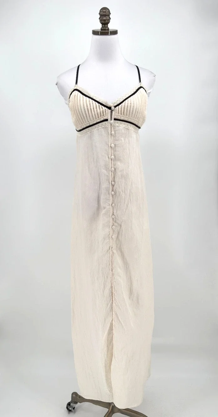 Free People Intimately Brighter Days Whisper White Cream Maxi Slip Dress Sz S